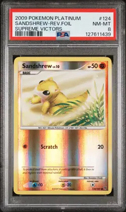 Pokemon Card Sandshrew 124/147 Reverse Holo Foil Supreme Victors PSA 8 NM-MT - Image 1