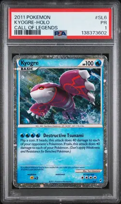 2011 POKEMON CALL OF LEGENDS #SL6 KYOGRE-HOLO PSA 1 - Image 1