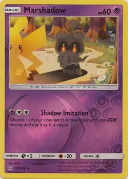 Marshadow 103/236 Reverse Holo Cosmic Eclipse Pokemon Card NM - Image 1