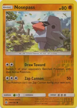 Nosepass 106/236 Reverse Holo Cosmic Eclipse Pokemon Card NM - Image 1