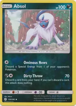 Absol 133/236 Reverse Holo Cosmic Eclipse Pokemon Card NM - Image 1