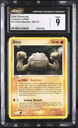 CGC 9 MINT Ditto [Geodude] 2005 EX Delta Species 62/113 Pokemon Card - Image 1