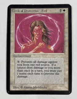 Circle Of Protection: Red Alpha MP Moderate Play MTG Magic The Gathering F - Image 1