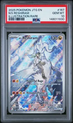 2025 POKEMON JTG EN-JOURNEY TOGETHER ILLUSTRATION RARE #167 N'S RESHIRAM PSA 10 - Image 1