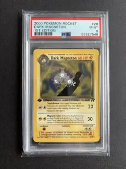 Pokemon Dark Magneton 1st Edition Rare Rocket 28/82 PSA 9 (55827548) - Image 1