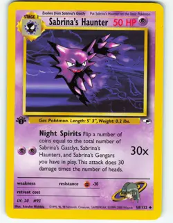 Sabrina's Haunter - 1st Edition - 58/132 Gym Heroes - Pokemon TCG - 2000 - Image 1