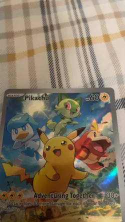 Pokemon TCG Pikachu SVP 027 Black Star Promo Holo Adventuring Together Card - Image 3