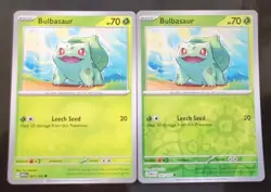 Lot 2 cards Pokemon S & V 151 Bulbasaur 001 Grass 1 regular & reverse holo - Image 1