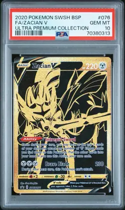 PSA 10 Zacian V #076 2020 Ultra Premium Collection BSP English Pokemon Card - Image 1