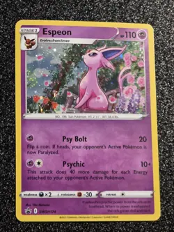 💎Espeon💎🌀SWIRL🌀 SWSH174 Black Star Promo Card Holo - Image 1