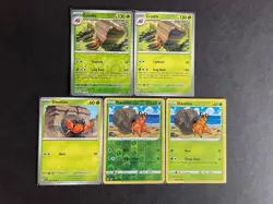 Crustle (x2/1RevHOLO) + Dwebble (x3/1Rev HOLO) 5-card mixed Pokemon lot - PWE - Image 1