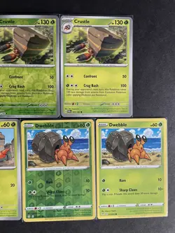 Crustle (x2/1RevHOLO) + Dwebble (x3/1Rev HOLO) 5-card mixed Pokemon lot - PWE - Image 4