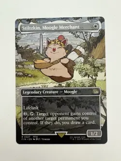 Stiltzkin Moogle Merchant Borderless Alternate MTG Magic Card NM Near Mint FIN - Image 1