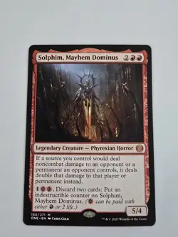 Wizards Solphim Mayhem Dominus Phyrexia Mythic Legendary Creature Red 150 EN - Image 1