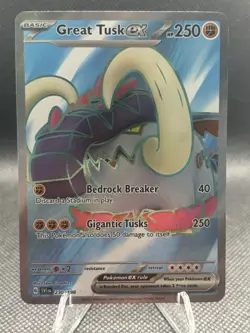 Pokemon TCG Great Tusk EX Scarlet & Violet Holo Ultra Rare Card 230/198 - Image 1