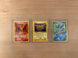 Pokemon TCG Moltres, Zapdos, Articuno 1999 Fossil Set Rare Cards in Sleeves - Image 2
