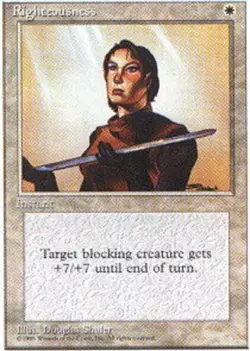 Heavy Play, English MTG Regular Righteousness 4th Edition Magic the Gathering - Image 1