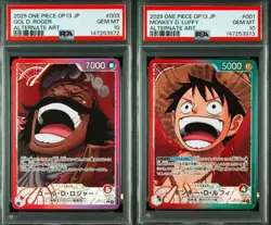 PSA 10 Luffy Gol. D. Roger Seq Set OP13 001 003 Alt Art ONE PIECE Card Japanese - Image 1