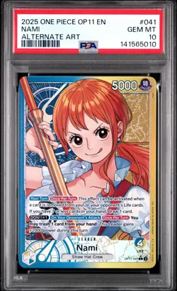 One Piece A Fist of Divine Speed - Nami Leader Alt Art OP11-041 - PSA 10 - Image 1