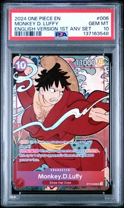 2024 ONE PIECE ENGLISH VERSION 1ST ANNIVERASRY SET #006 MONKEY D. LUFFY PSA 10 - Image 1