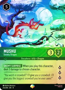 Mushu - Sneaky Dragon - Epic - Winterspell #212 - Disney - Mulan - Lorcana - NM - Image 1