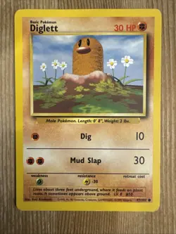 Pokemon DIGLETT Energy Misprint ERROR Card Base Set 47/102 WoTC 1999 MP - Image 1