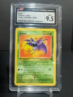 CGC 9.5 - Zubat - Fossil - 57/62 - Unlimited - Pokemon Card - Slab - Graded - Image 1