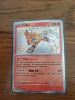 Pokemon Entei Holo Shiny Rare TCG Card Paldean Fates 112/091 - Image 1