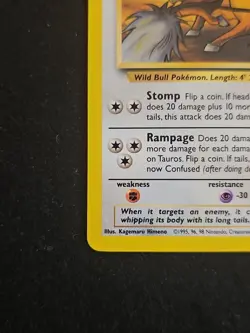 Pokemon TCG Tauros Jungle Card 47/64 Unlimited Uncommon WOTC LP 1999 Vintage - Image 5