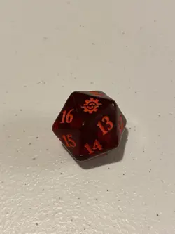 MTG the Brothers' War Oversized Spindown Life Counter Dice Red D20 Transparent - Image 1