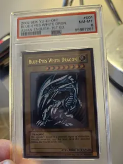 PSA 8 2002 Blue-Eyes White Dragon SDK-001 1st ED Ultra Rare YuGiOh English NM - Image 1