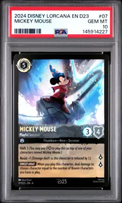 PSA 10 2024 Disney Lorcana EN D23 Mickey Mouse: The Playful Sorcerer Promo - Image 1