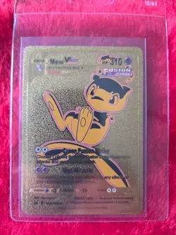 Pokemon Mew VMAX Gold Foil Fan Art Collector Card - 310 HP - TG30 - Image 1