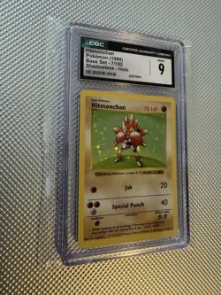 1999 Pokemon TCG Base Set Shadowless Hitmonchan Holo CGC 9 7/102 Card Stock - Image 3