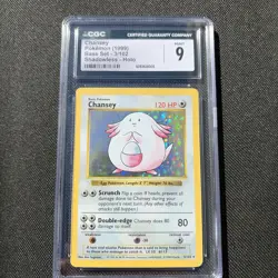 CGC 9 MINT Chansey 1999 Base Set 3/102 Shadowless Holo Pokemon Card - Image 2