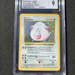 CGC 9 MINT Chansey 1999 Base Set 3/102 Shadowless Holo Pokemon Card - Image 3