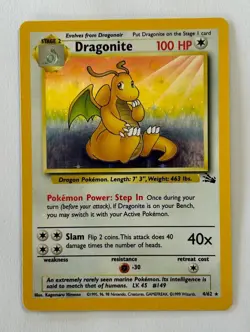 Vintage 1999 WOTC Pokemon Dragonite Holo 4/62 Fossil Set Card NM - Image 1