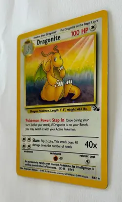 Vintage 1999 WOTC Pokemon Dragonite Holo 4/62 Fossil Set Card NM - Image 2