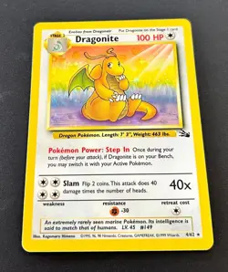 Vintage 1999 WOTC Pokemon Dragonite Holo 4/62 Fossil Set Card NM - Image 3