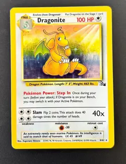 Vintage 1999 WOTC Pokemon Dragonite Holo 4/62 Fossil Set Card NM - Image 4
