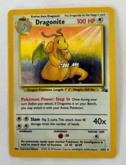 Vintage 1999 WOTC Pokemon Dragonite Holo 4/62 Fossil Set Card NM - Image 5