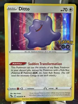 POKEMON DITTO 053/078 RARE HOLOFOIL POKEMON GO NM CARD - Image 1