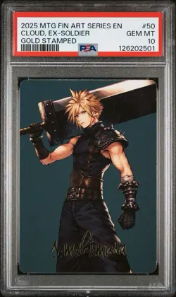 PSA 10 Final Fantasy MTG Gold Stamp Signature Cloud Ex Soldier Sephiroth Fabled - Image 2