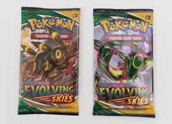 Pokemon Evolving Skies Booster Pack Lot (2) Sealed Umbreon Rayquaza Art TCG - Image 1