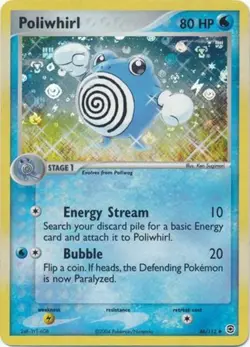 Moderately Played Poliwhirl - 46/112 - Uncommon - Reverse Holo Pokemon FireRed & - Image 1