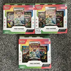 X3 Pokemon First Partner Illustration Collection Series 1 Booster Pack Sealed UK - Image 1