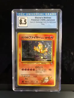 Pokemon Blaine's Moltres 146 Challenge Darkness Holo Rare CGC 8.5 Japanese 1999 - Image 1