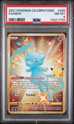 2021 POKEMON CELEBRATIONS #025 FULL ART/MEW PSA 8 - Image 1