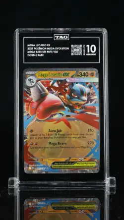 Pokemon Me01 Mega Evolution Mega Lucario ex 077/132 Double Rare Holo TAG 10 - Image 1