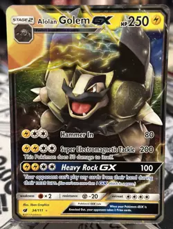 Pokemon Alolan Golem GX 34/111 Crimson Invasion Ultra Rare Holo NM - Image 1